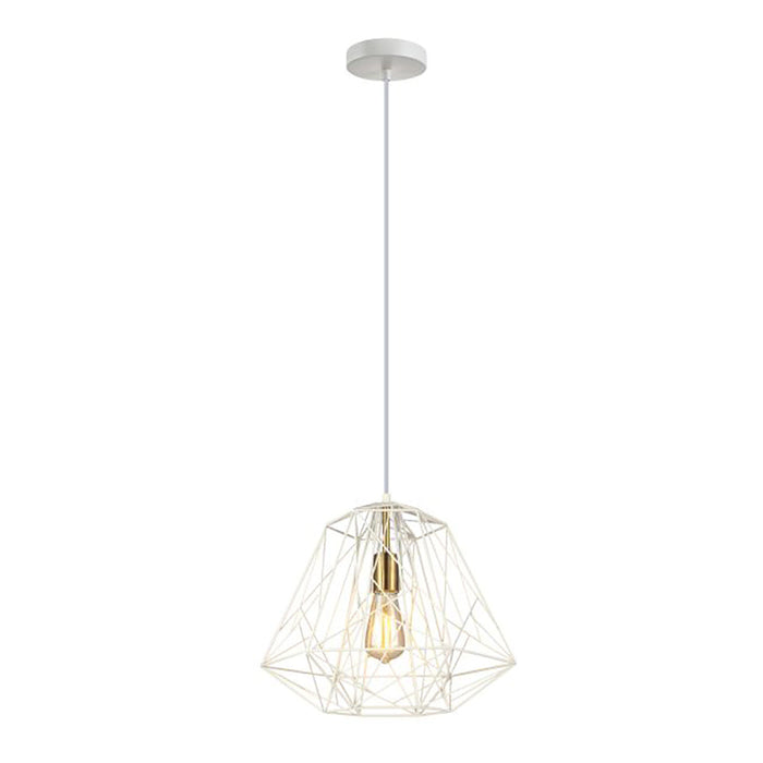 Buy Pendant Lights Australia Interior Iron Cage 1 Light Pendant White & Brass - MARTE3