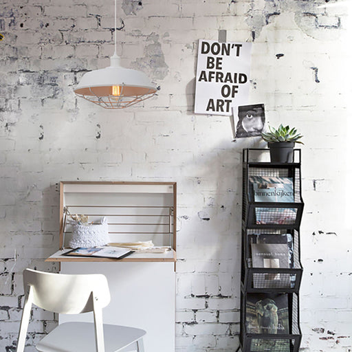 Buy Pendant Lights Australia MATRIX Iron Dome & Cage 1 Light Pendant White - MATRIX-W