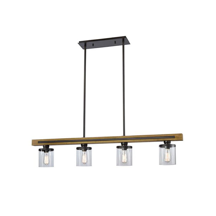 Buy Island Pendant Lights Australia METI Warm Chestnut Wood 4 Light Bar Pendant - METI02