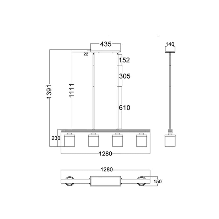 Buy Island Pendant Lights Australia METI Warm Chestnut Wood 4 Light Bar Pendant - METI02