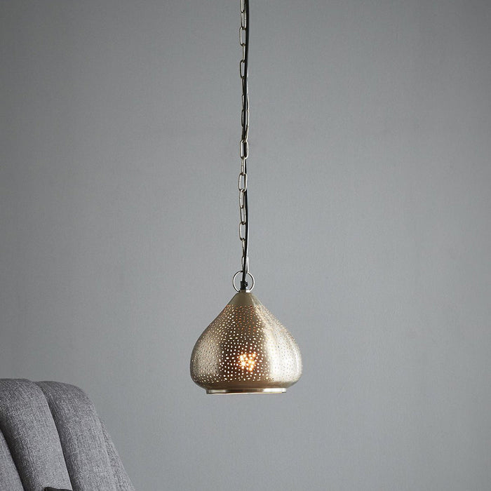 Buy Pendant Lights Australia Neptune Small 1 Light Perforated Raindrop Pendant Nickel - ZAF11073