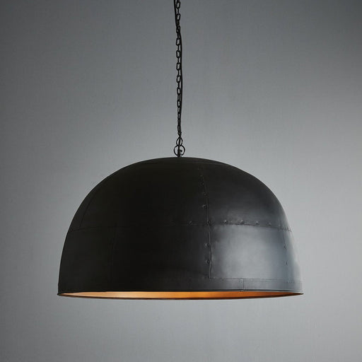 Buy Pendant Lights Australia Noir Large 3 Light Iron Dome Pendant Black With Gold Interior - ZAF11045GD