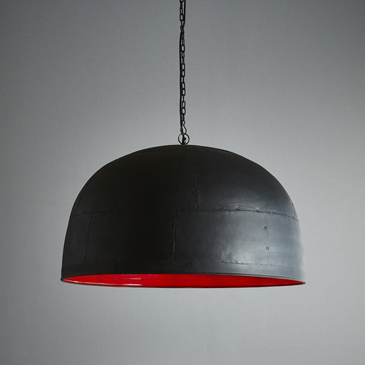 Buy Pendant Lights Australia Noir Large 3 Light Iron Dome Pendant Black With Red Interior - ZAF11045RD