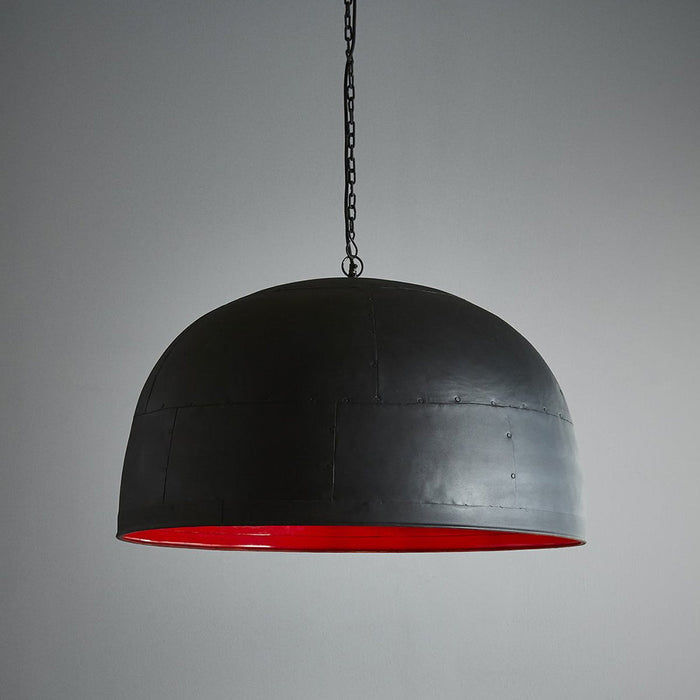 Buy Pendant Lights Australia Noir Large 3 Light Iron Dome Pendant Black With Red Interior - ZAF11045RD