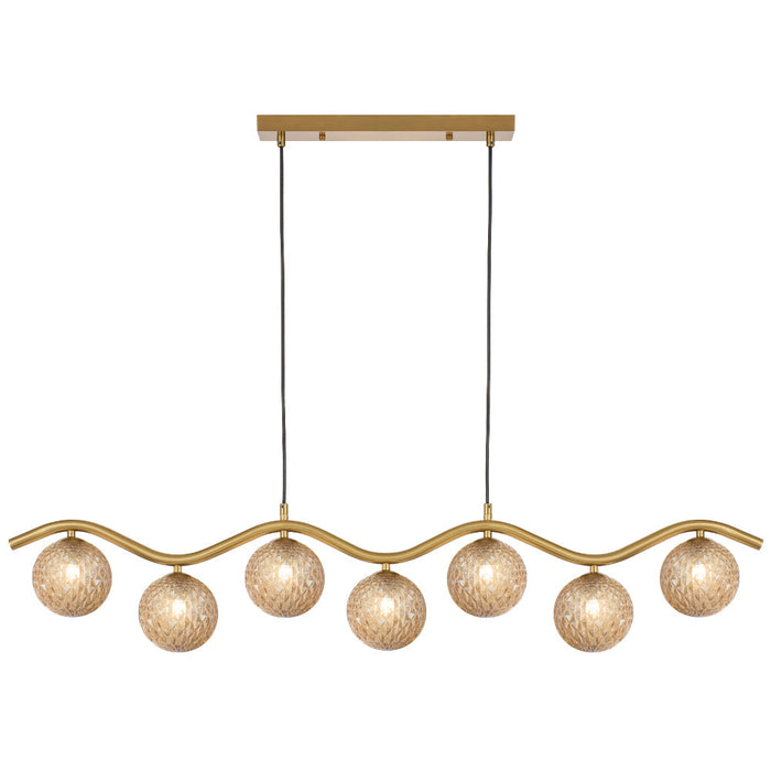 Orton 7 Light Pendant Antique Gold & Amber Tear - ORTON PE7-AGAMT