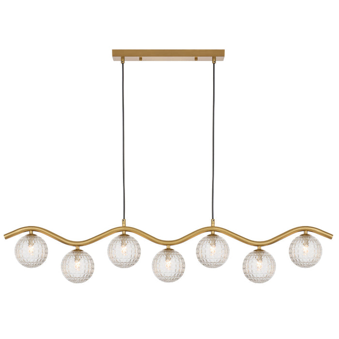 Orton 7 Light Pendant Antique Gold & Clear Prism - ORTON PE7-AGCLP