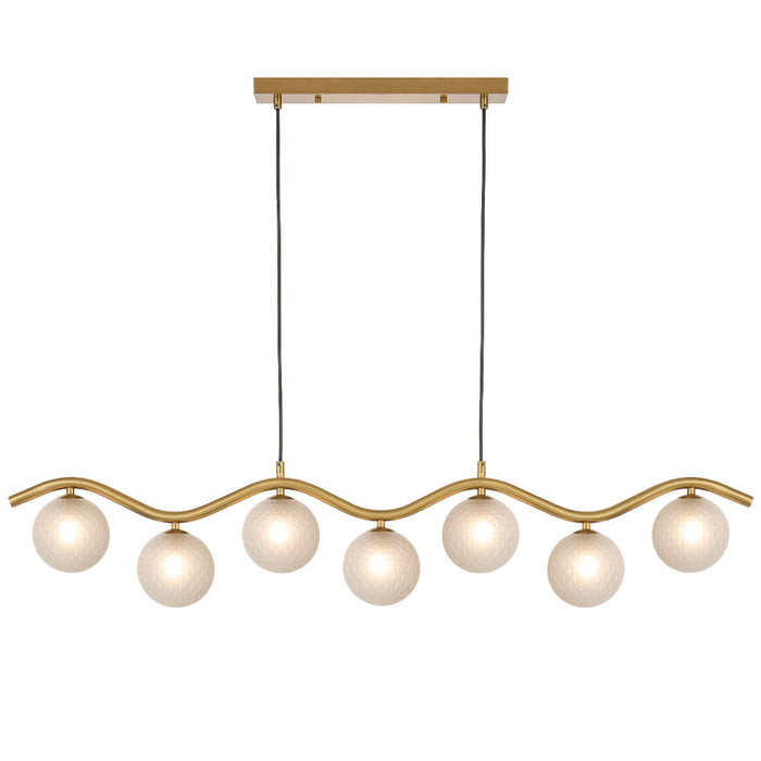 Orton 7 Light Pendant Antique Gold & Frost Tear - ORTON PE7-AGFRT