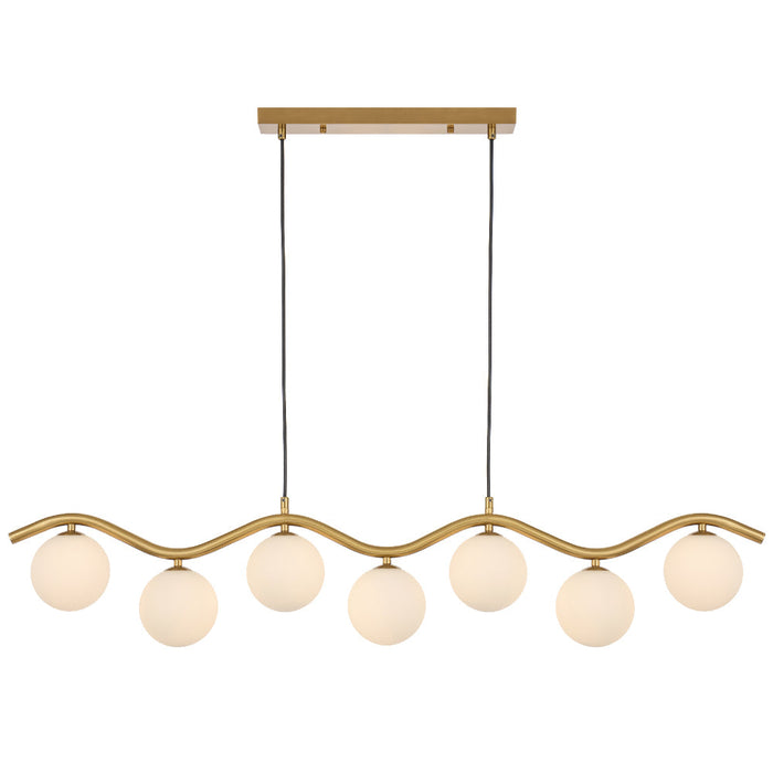 Orton 7 Light Pendant Antique Gold & Opal Matt - ORTON PE7-AGOM