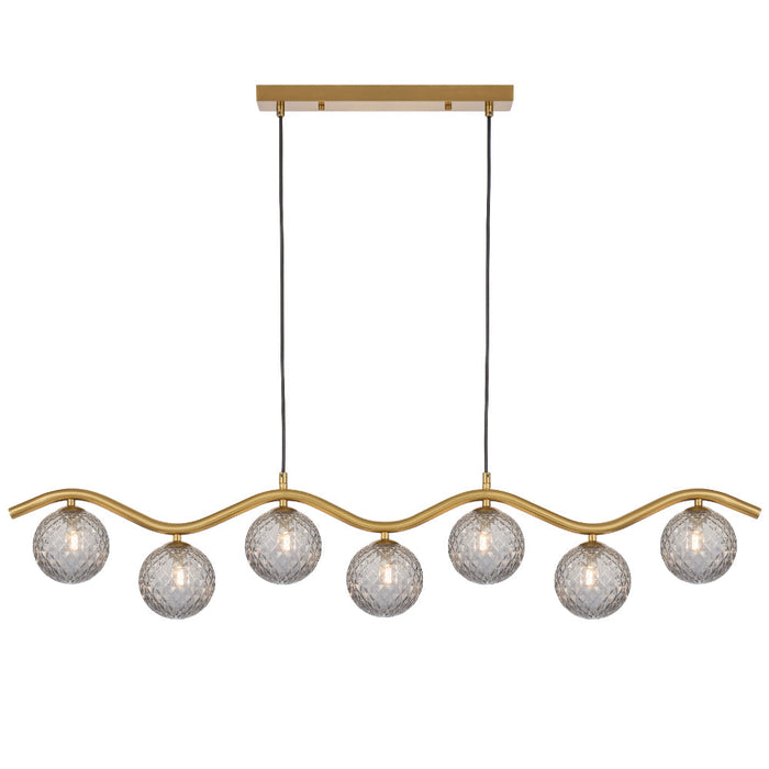 Orton 7 Light Pendant Antique Gold & Smoke Tear - ORTON PE7-AGSMT