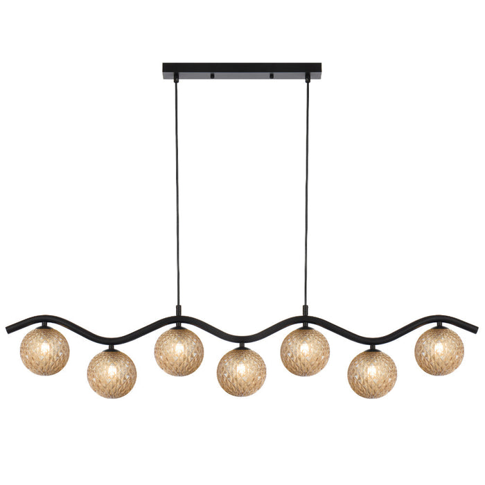Orton 7 Light Pendant Black & Amber Tear - ORTON PE7-BKAMT
