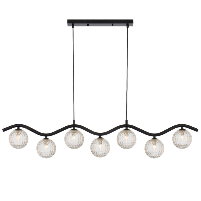 Orton 7 Light Pendant Black & Clear Prism - ORTON PE7-BKCLP