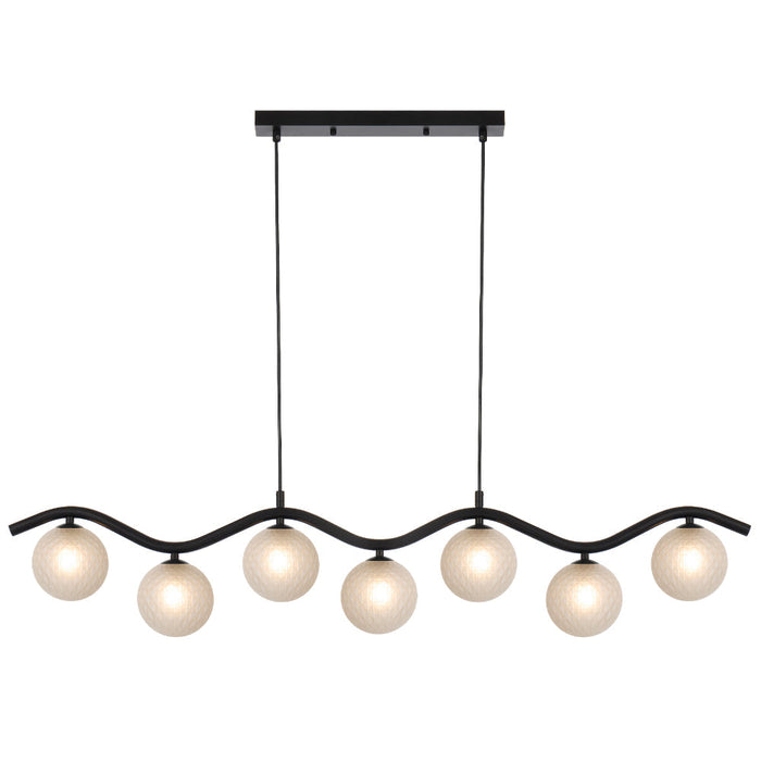Orton 7 Light Pendant Black & Frost Tear - ORTON PE7-BKFRT