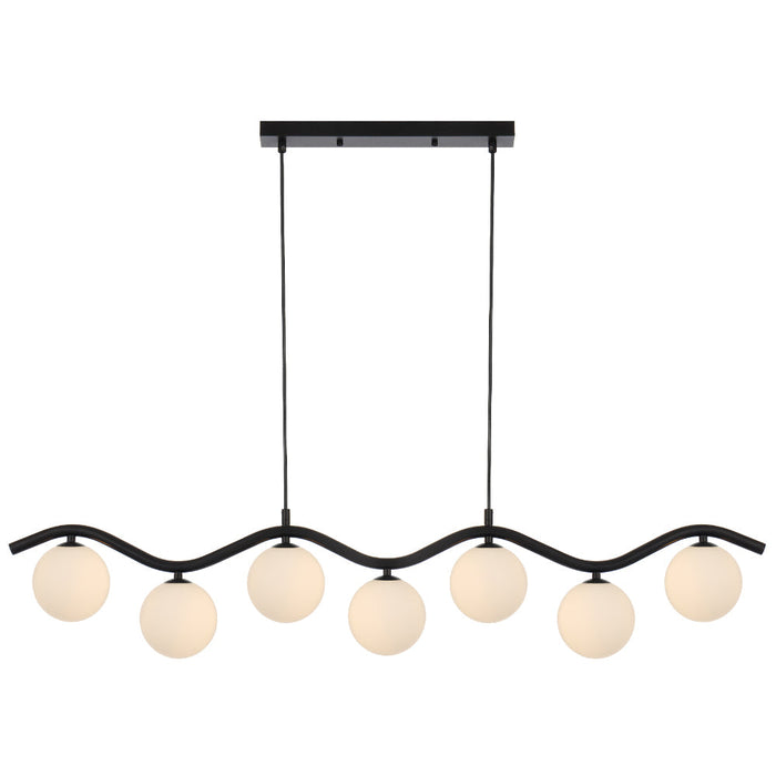 Orton 7 Light Pendant Black & Opal Matt - ORTON PE7-BKOM
