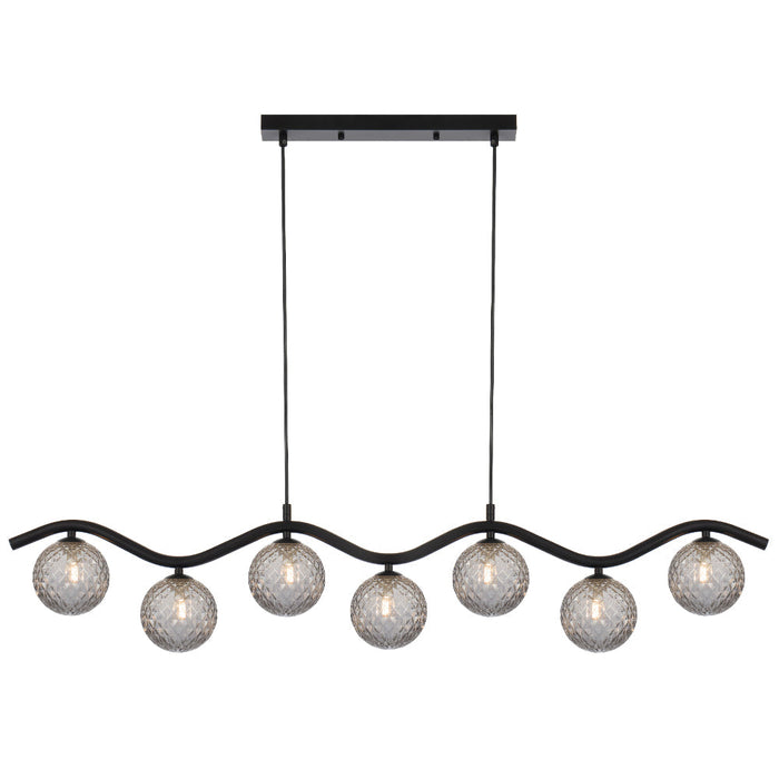 Orton 7 Light Pendant Black & Smoke Tear - ORTON PE7-BKSMT