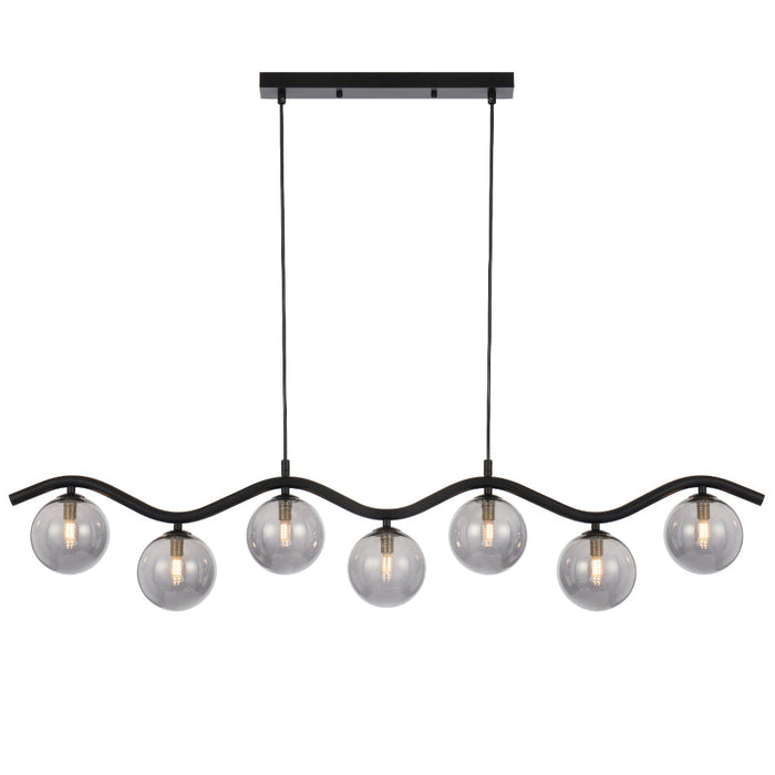 Orton 7 Light Pendant Black & Smoke - ORTON PE7-BKSM