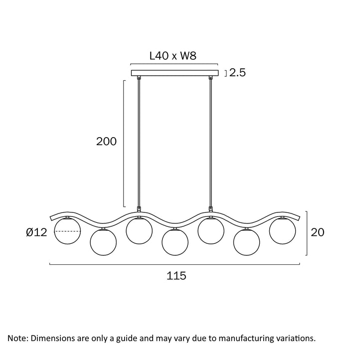 Orton 7 Light Pendant Antique Gold & Amber Tear - ORTON PE7-AGAMT