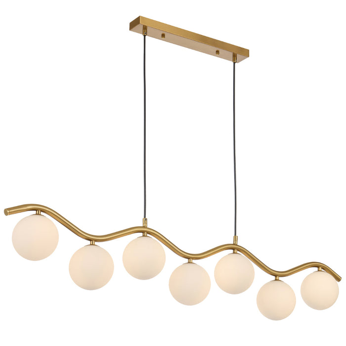Orton 7 Light Pendant Antique Gold & Opal Matt - ORTON PE7-AGOM