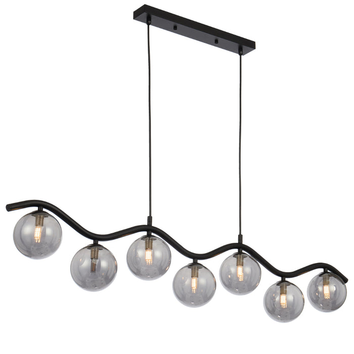 Orton 7 Light Pendant Black & Smoke - ORTON PE7-BKSM