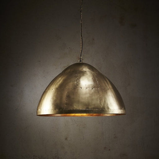 Buy Pendant Lights Australia P51 Large 1 Light Iron Riveted Dome Pendant Antique Brass - ZAF11044BR