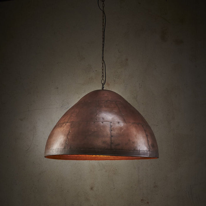 Buy Pendant Lights Australia P51 Large 1 Light Iron Riveted Dome Pendant Antique Copper - ZAF11044CP