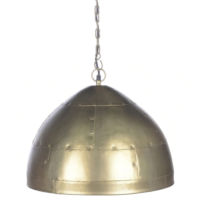 Buy Pendant Lights Australia P51 Small 1 Light Iron Riveted Dome Pendant Antique Brass - ZAF10310