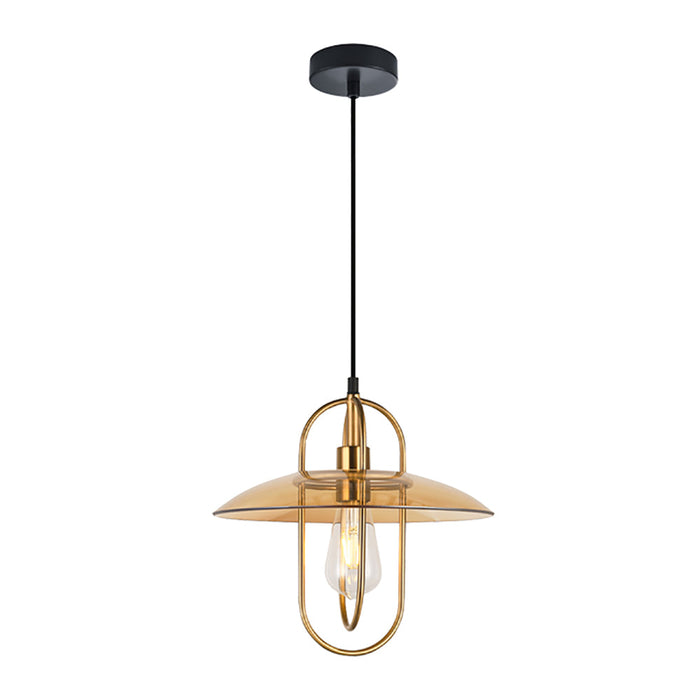 Buy Pendant Lights Australia PAPILLON Interior 1 Light Antique Brass Pendant With Amber Coolie Glass - PAPILLON2