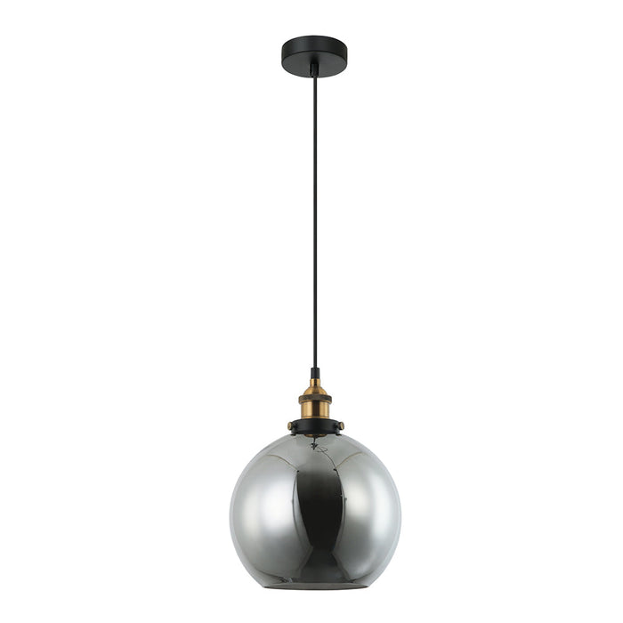 Buy Pendant Lights Australia Interior Black Smoke Wine Glass Shape With Antique Brass Highlight 1 Light Pendant - PESINI2