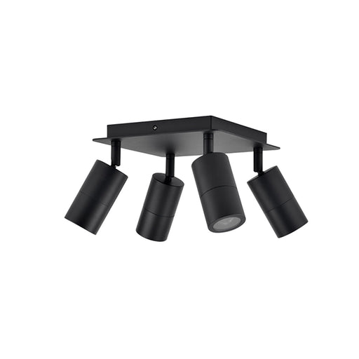 Buy Outdoor Ceiling Spotlights Australia GU10 Exterior Adjustable Head 4 Light Square Spotlight Black IP44 - PG4SQBL