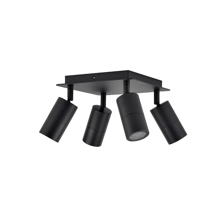 Buy Outdoor Ceiling Spotlights Australia GU10 Exterior Adjustable Head 4 Light Square Spotlight Black IP44 - PG4SQBL