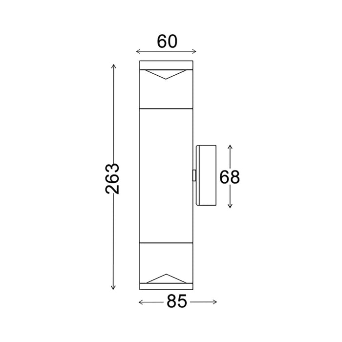 Buy Up / Down Wall Lights Australia PHARE 240V GU10 Exterior Up/Down Wall Pillar Light Black IP65 - PHARE01G