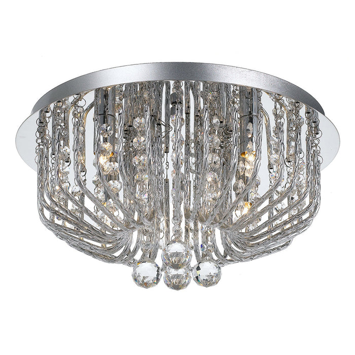 Buy Flush Mount Lights Australia Pintor 5 Light Ceiling 350mm Chrome & Clear Crystal Beads - PINTOR CTC5-CH