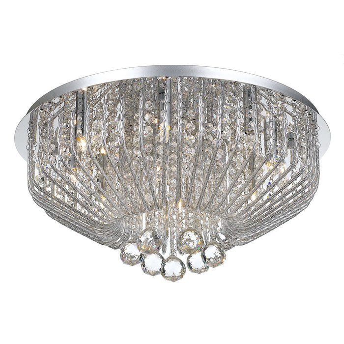 Buy Flush Mount Lights Australia Pintor 9 Light Ceiling 530mm Chrome & Clear Crystal Beads - PINTOR CTC9-CH