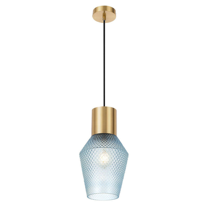 Buy Pendant Lights Australia Rene 20 1 Light Pendant Blue & Antique Gold - RENE PE20-BLAG