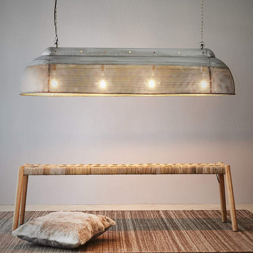 Buy Pendant Lights Australia Riva 4 Light Extra Long Perforated Iron Elongated Pendant - Zinc - ZAF10414