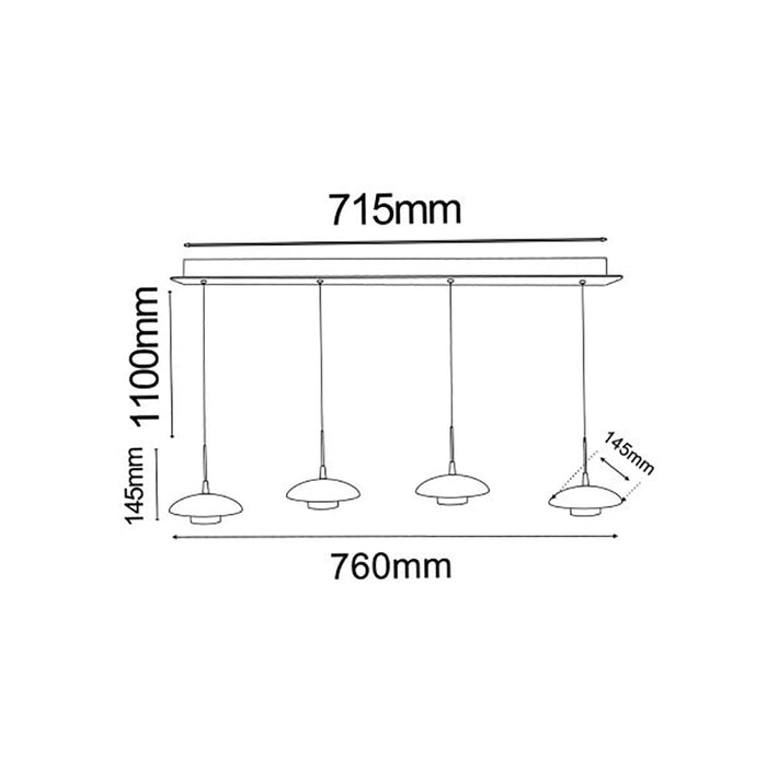 Buy Pendant Lights Australia Roswell Pendant 4 Lights Matt White Iron / Aluminium 3000K - ROSWELL-4