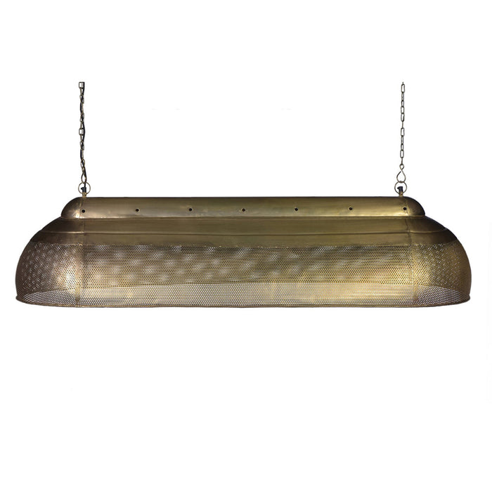 Buy Pendant Lights Australia Riva 4 Light Extra Long Perforated Iron Elongated Pendant - Antique Brass - ZAF10412