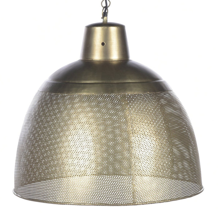 Buy Pendant Lights Australia Riva 1 Light Perforated Iron Dome Large Pendant Antique Brass - ZAF10258