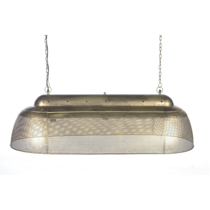 Buy Pendant Lights Australia Riva 3 Light Perforated Iron Elongated Long Pendant Antique Brass - ZAF10317