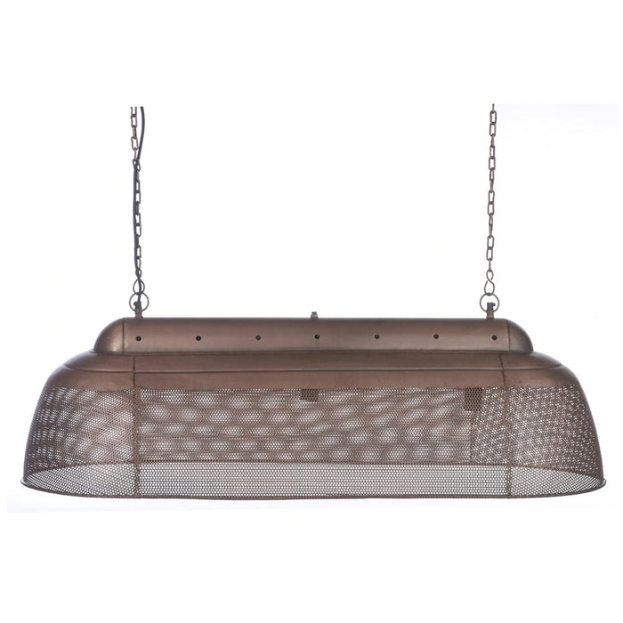 Buy Pendant Lights Australia Riva 3 Light Perforated Iron Elongated Long Pendant Antique Copper - ZAF10325