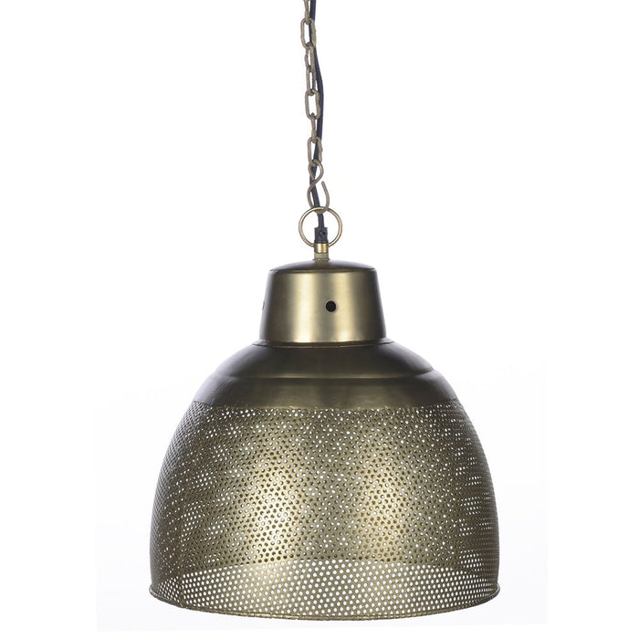Buy Pendant Lights Australia Riva 1 Light Perforated Iron Dome Medium Pendant Antique Brass - ZAF10318