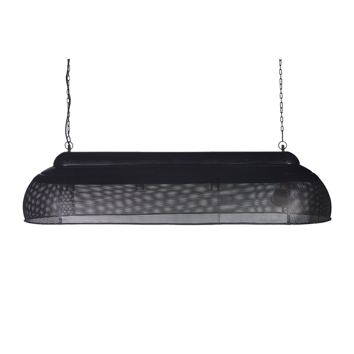 Buy Pendant Lights Australia Riva 4 Light Extra Long Perforated Iron Elongated Pendant - Matt Black/Gold - ZAF10411