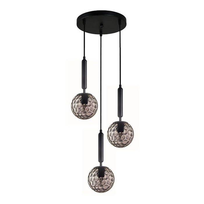 Buy Cluster Pendants Australia Interior Black Smoke Spherical Glass Shape 3 Light Cluster Pendant - TRATTINO2X3R