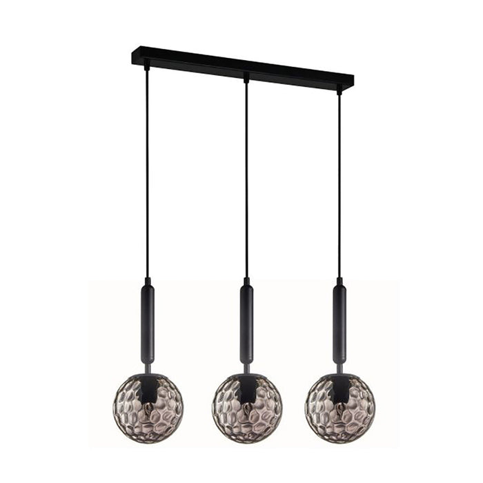 Buy Island Pendant Lights Australia Interior Black Smoke Spherical Glass Shape 3 Light Island Pendant - TRATTINO2X3S