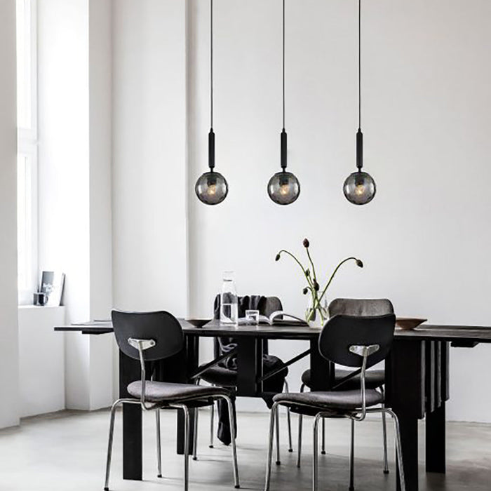 Buy Island Pendant Lights Australia Interior Black Smoke Spherical Glass Shape 3 Light Island Pendant - TRATTINO2X3S