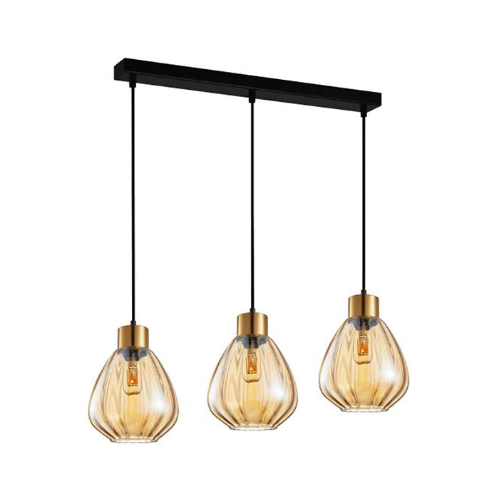 Buy Island Pendant Lights Australia Interior Bronze Amber Wine Glass Ribbed 3 Light Island Pendant - TULIP1X3S