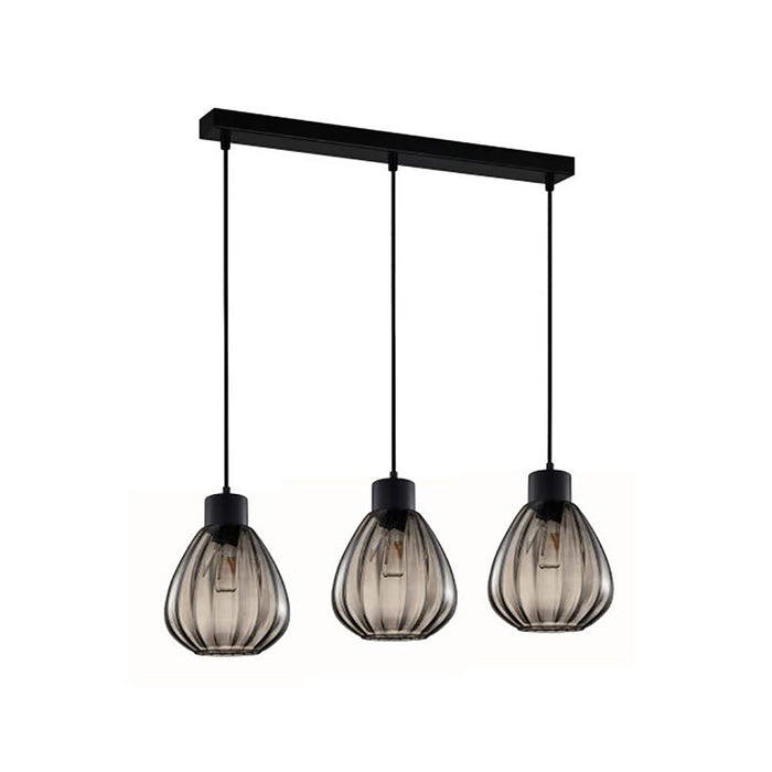 Buy Island Pendant Lights Australia Interior Black Smoke Wine Glass Ribbed 3 Light Island Pendant - TULIP2X3S
