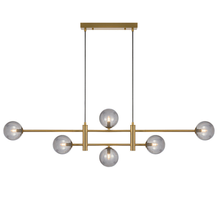 Tyson 6 Light Pendant Antique Gold & Smoke - TYSON PE06-AGSM