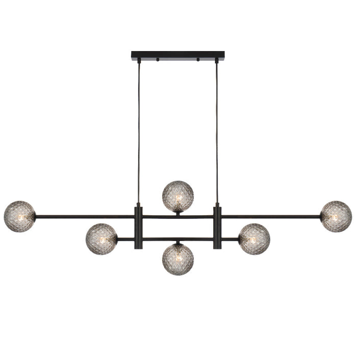 Tyson 6 Light Pendant Black & Smoke Tear - TYSON PE06-BKSMT
