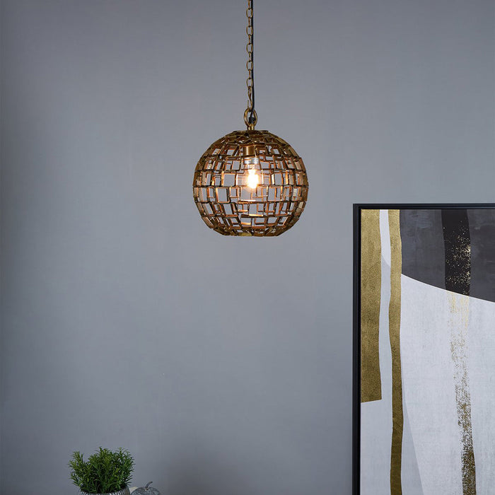 Buy Pendant Lights Australia Mondrian Small 1 Light Geometric Ball Pendant Antique Brass - ZAF11222