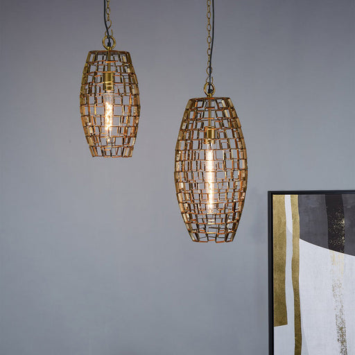 Buy Pendant Lights Australia Dali Medium 1 Light Oval Geometric Pendant Antique Brass - ZAF11226